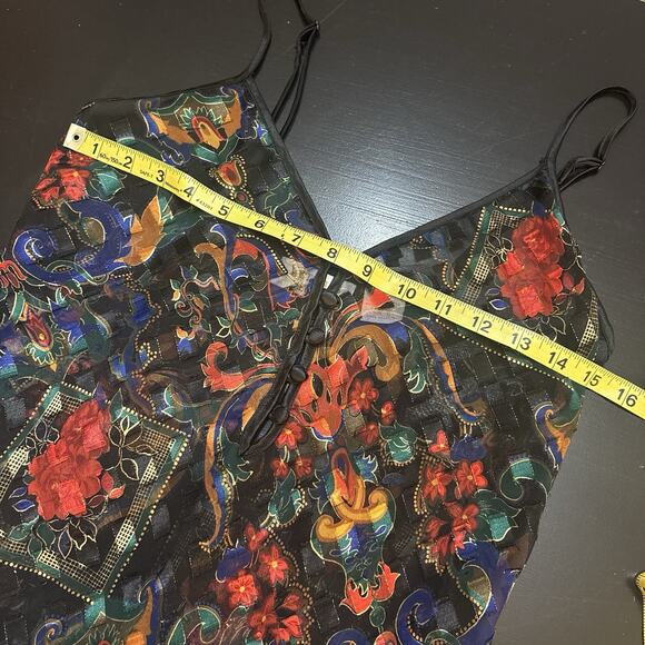 VTG Victoria's Secret Gold Label Chemise Bodysuit Small Floral Sheer Lingerie - Picture 9 of 10
